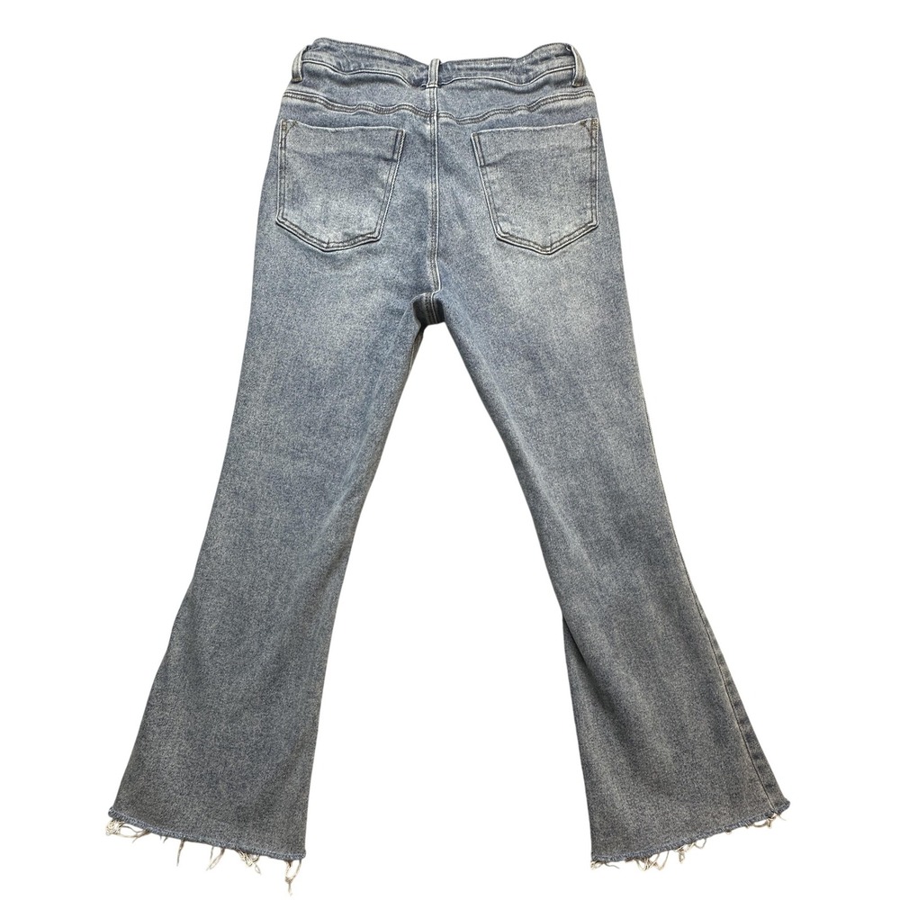 Gibson‎ + Latimer Jeans Womens 10 Blue High Rise Flare Distressed Raw Hem Denim